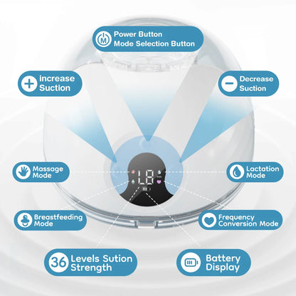 Tragbare Milchpumpe mit LED-Display 4 Modi 36 Stufen