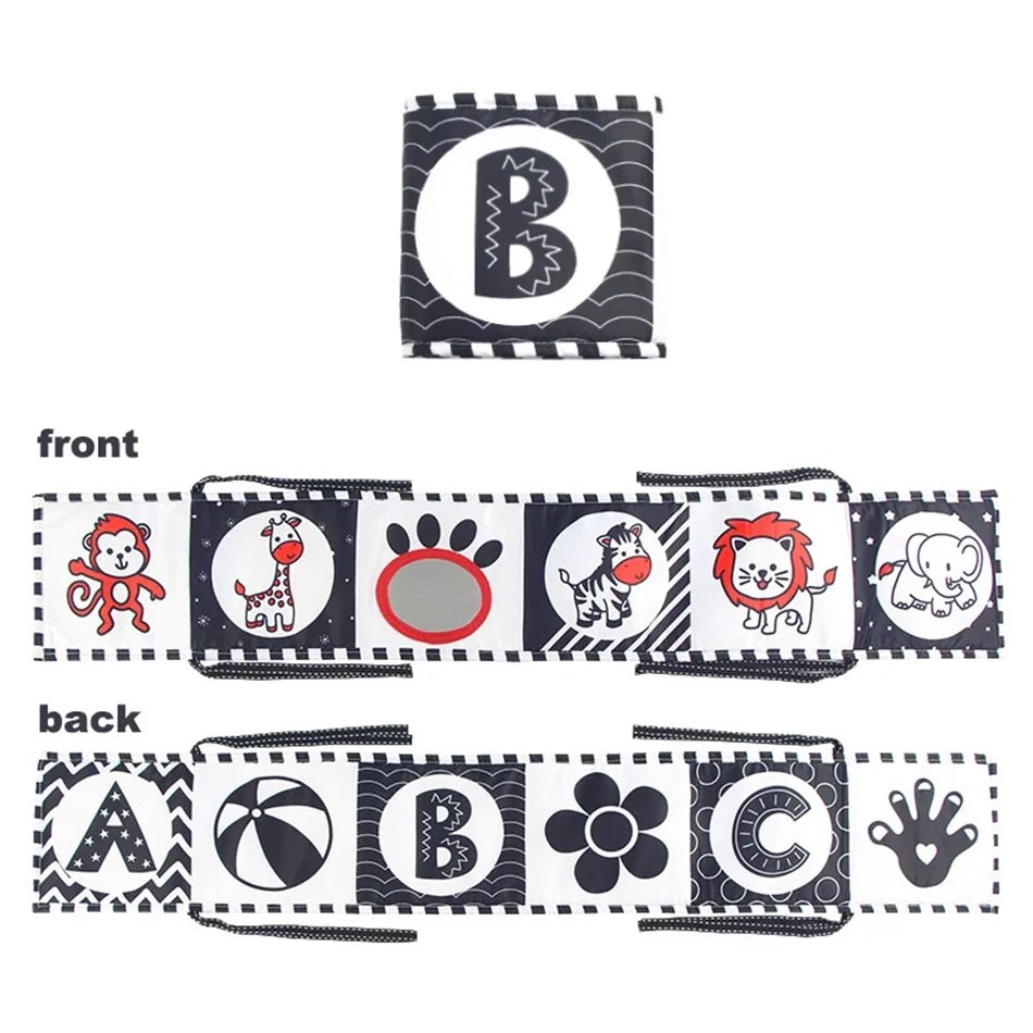 Kontrast Stoffbuch Baby Sensorik Spielzeug 0-36 Monate