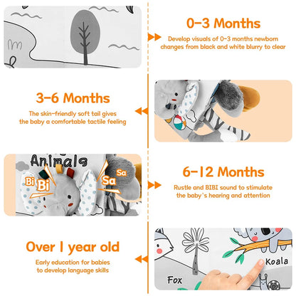 Weiches Stoffbuch 3D Kontrast Baby Sensorik 0-12 Monate