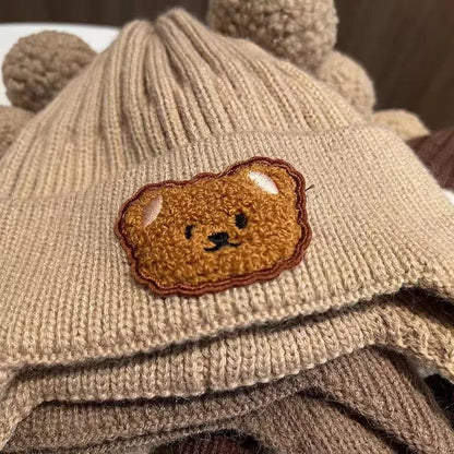 Baby Wintermütze Bär Ohren Gestrickt Warm Ohrenschutz
