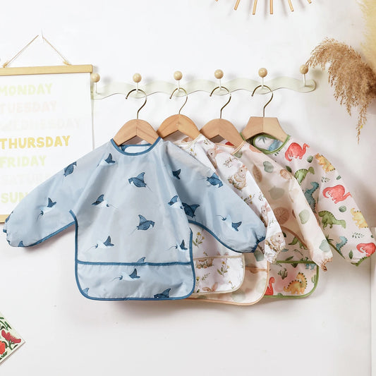 Langarm Lätzchen Wasserdicht Fütterung Waschbar Baby